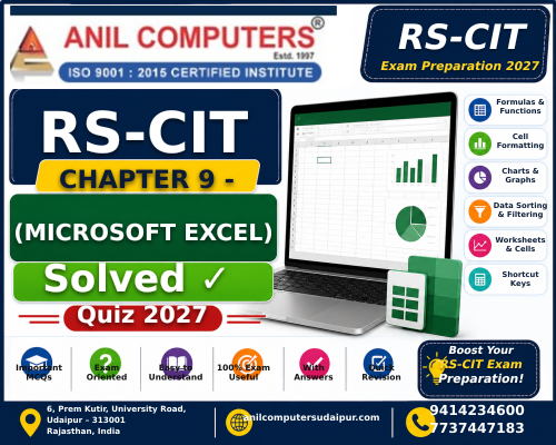 RS-CIT Chapter 9 -(Microsoft Excel) Solved Quiz 2027