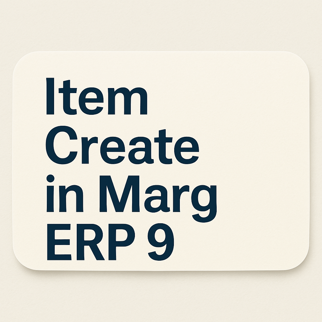 Item Create IN Marg ERP 9