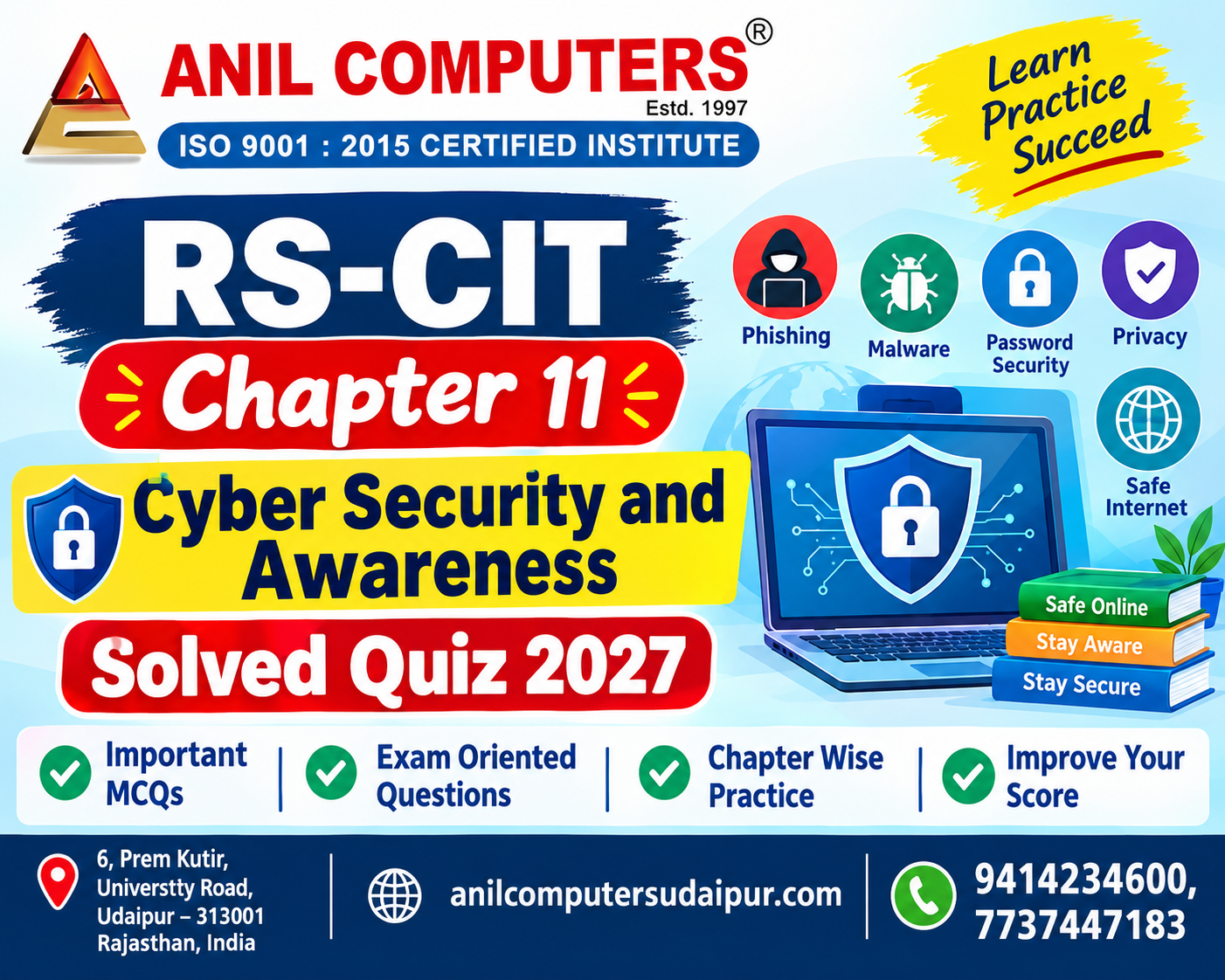 RS-CIT Chapter 11 - (Cyber Security and Awareness) Solved Quiz 2027