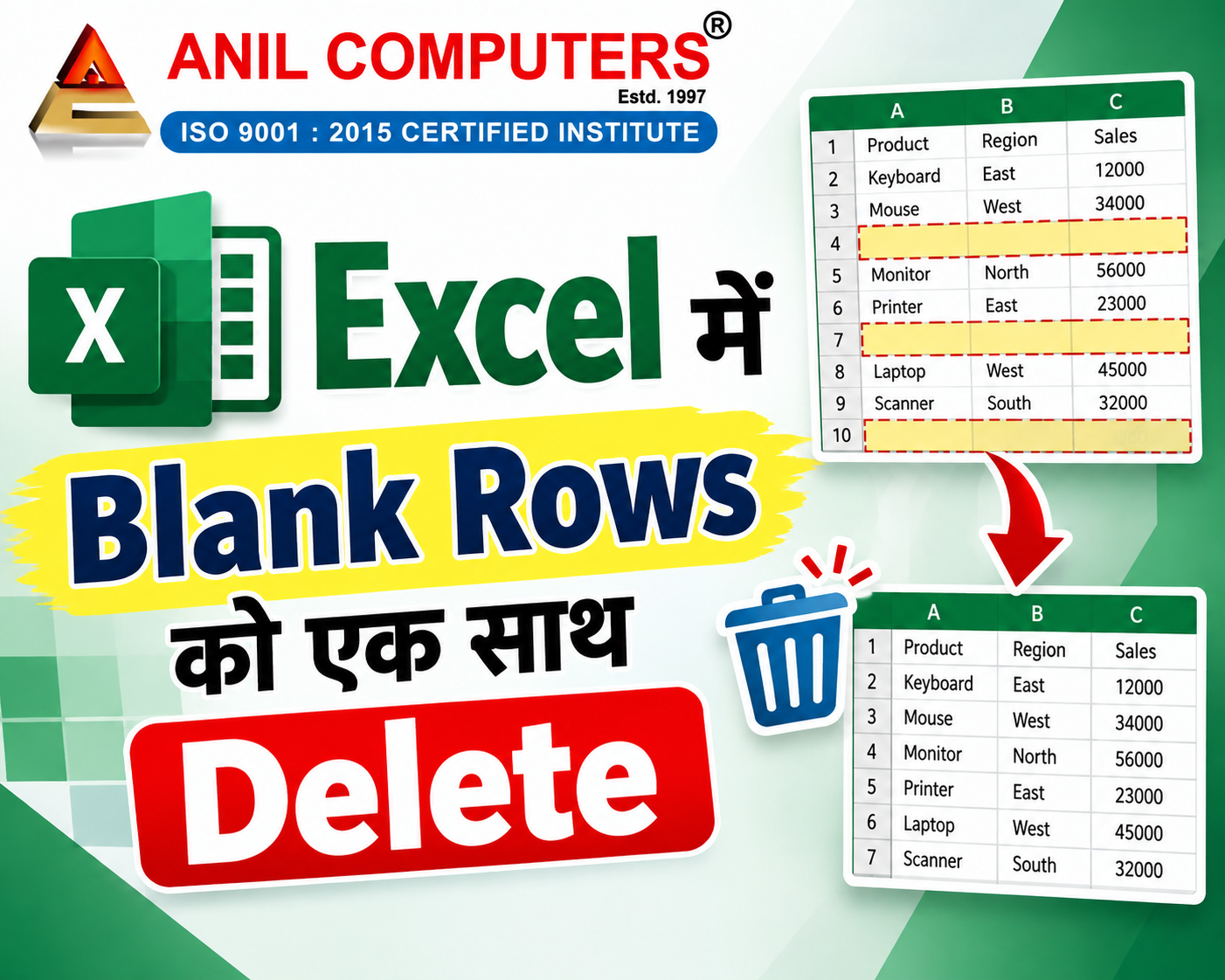 Excel में Blank Rows को एक साथ Delete कैसे करें? – Step-by-Step Guide
