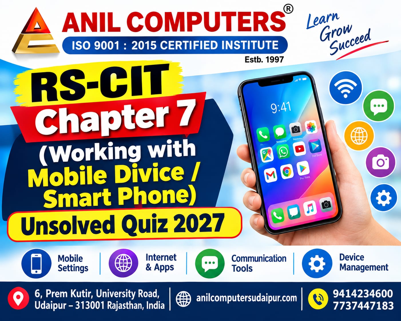 RS-CIT Chapter 7 - (Working with Mobile Divice / Smart Phone) Unsolved Quiz 2027