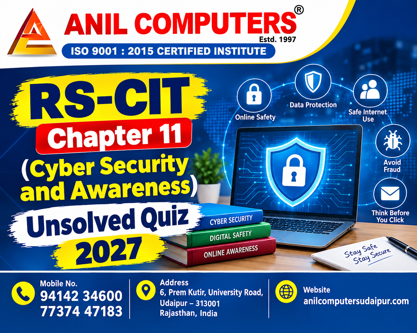 RS-CIT Chapter 11 - (Cyber Security and Awareness) Unsolved Quiz 2027