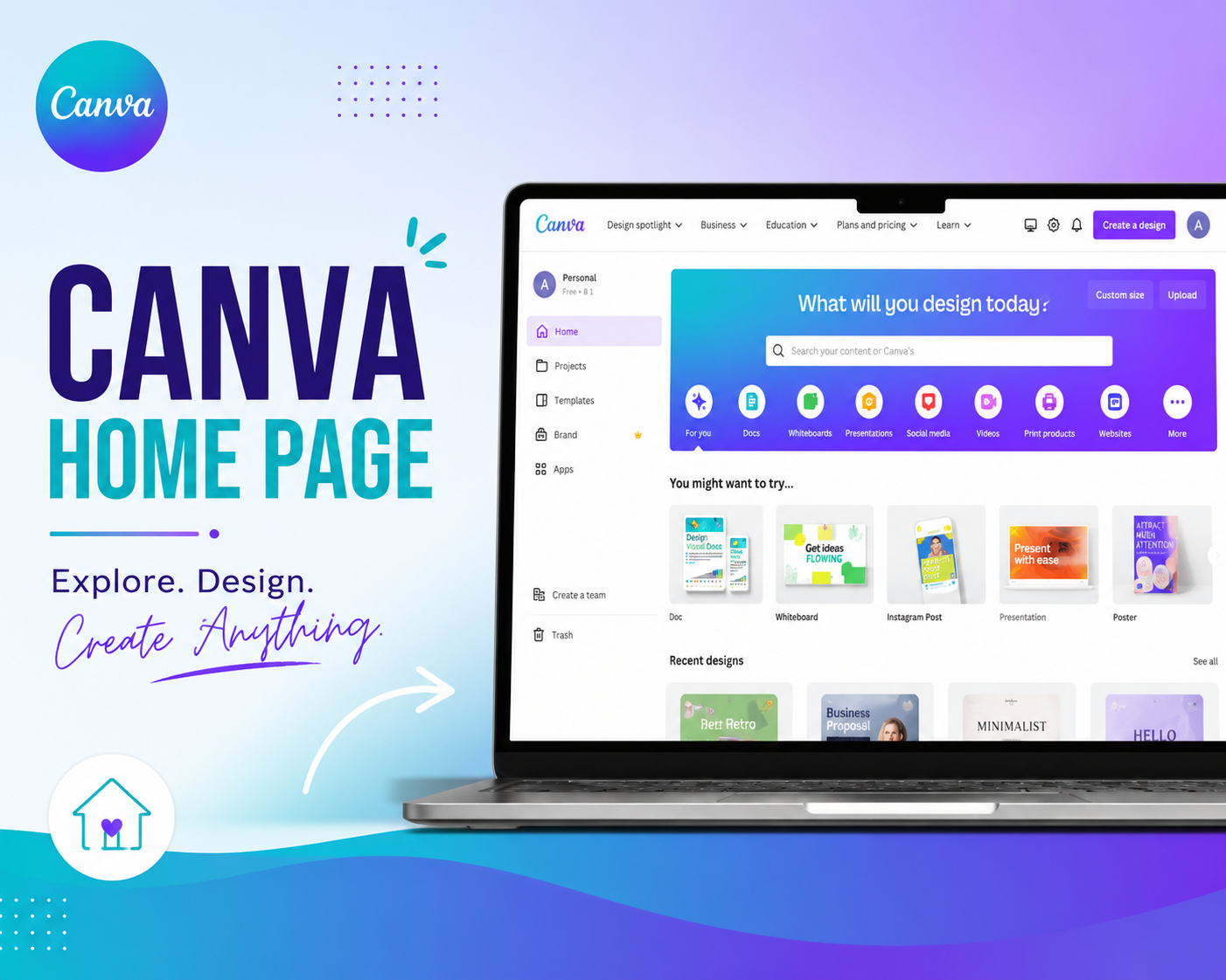 Canva Home Page/ Dashboard Explanation