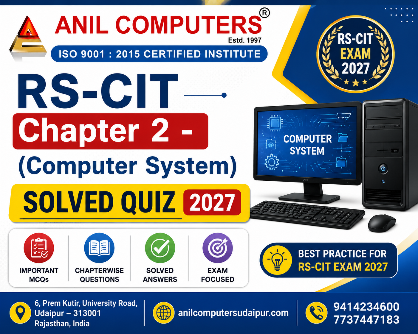 RS-CIT Chapter 2 - (Computer System) Solved Quiz 2027