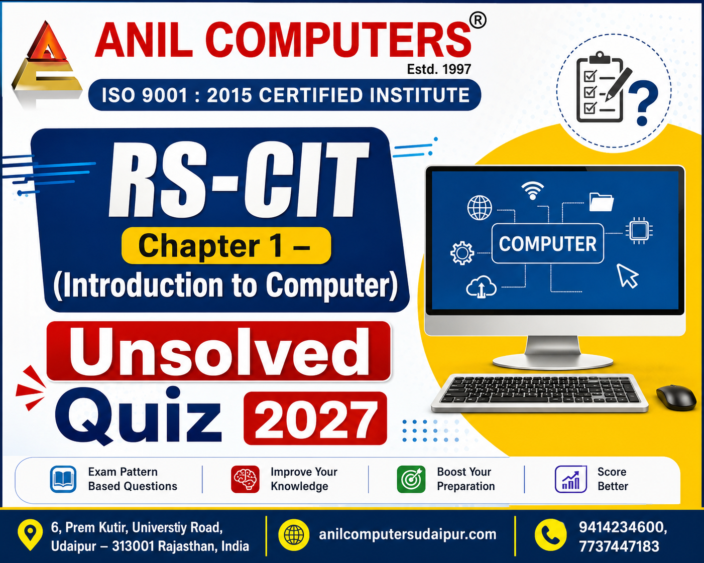 RS-CIT Chapter 1 – (Introduction to Computer) Unsolved Quiz 2027