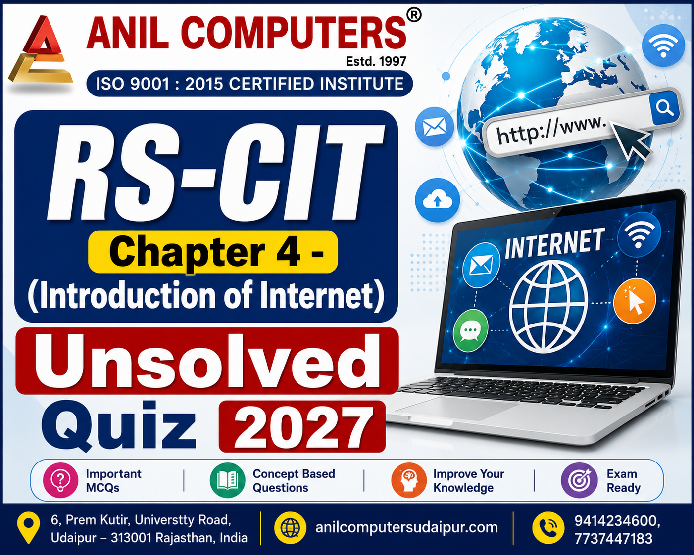 RS-CIT Chapter 4 - (Introduction of Internet) Unsolved Quiz 2027