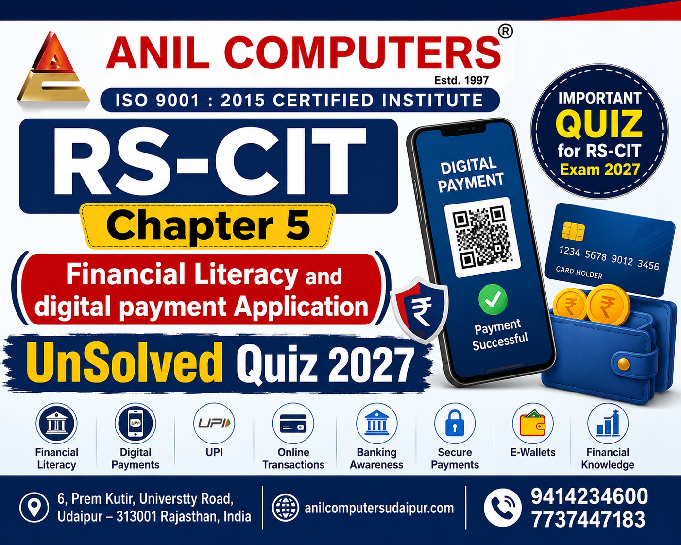 RS-CIT Chapter 5 - (Financial Literacy and digital payment Application) Unsolved Quiz 2027