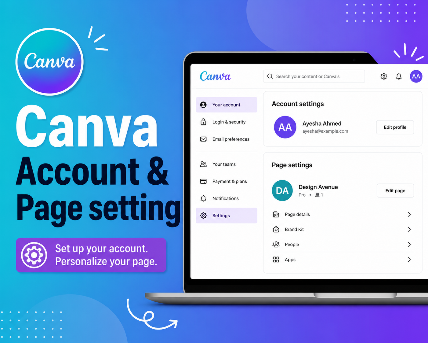 Canva Account & Page Setting
